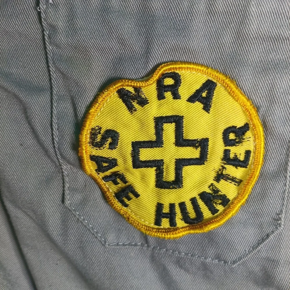 Vintage 10 X Mfg Co Shooting Jacket Men Large Gray NRA Junior Rifle Club Patch